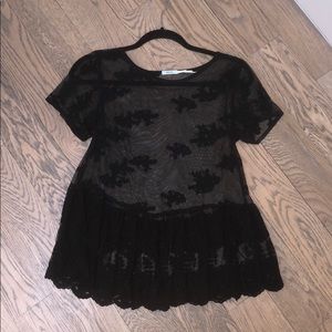 Urban Outfitters black lace peplum top